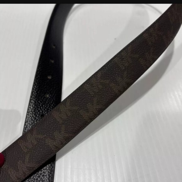 Michael Kors MK Logo XL Reversible Belt Silver Charm Buckle Blk/Brown🆕⌚📦🏃💨🚚 - Picture 6 of 11